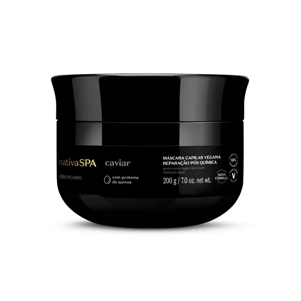 Shampoo O Boticário Vegano Reparação Pós-Química Nativa Spa Caviar 300ml