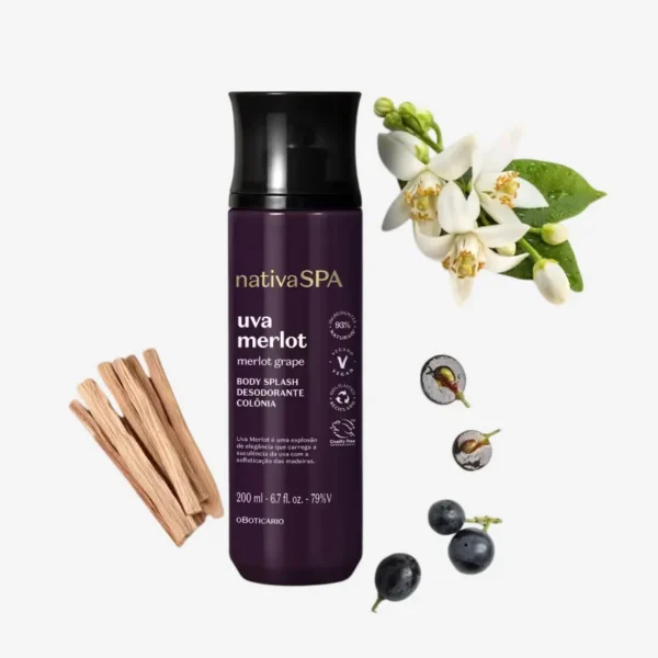 Uva Merlot Body Splash Nativa Spa 200 ml 1 Uva Merlot Body Splash Nativa Spa 200 ml 2 Ninki Store Produtos O Boticário no Japão